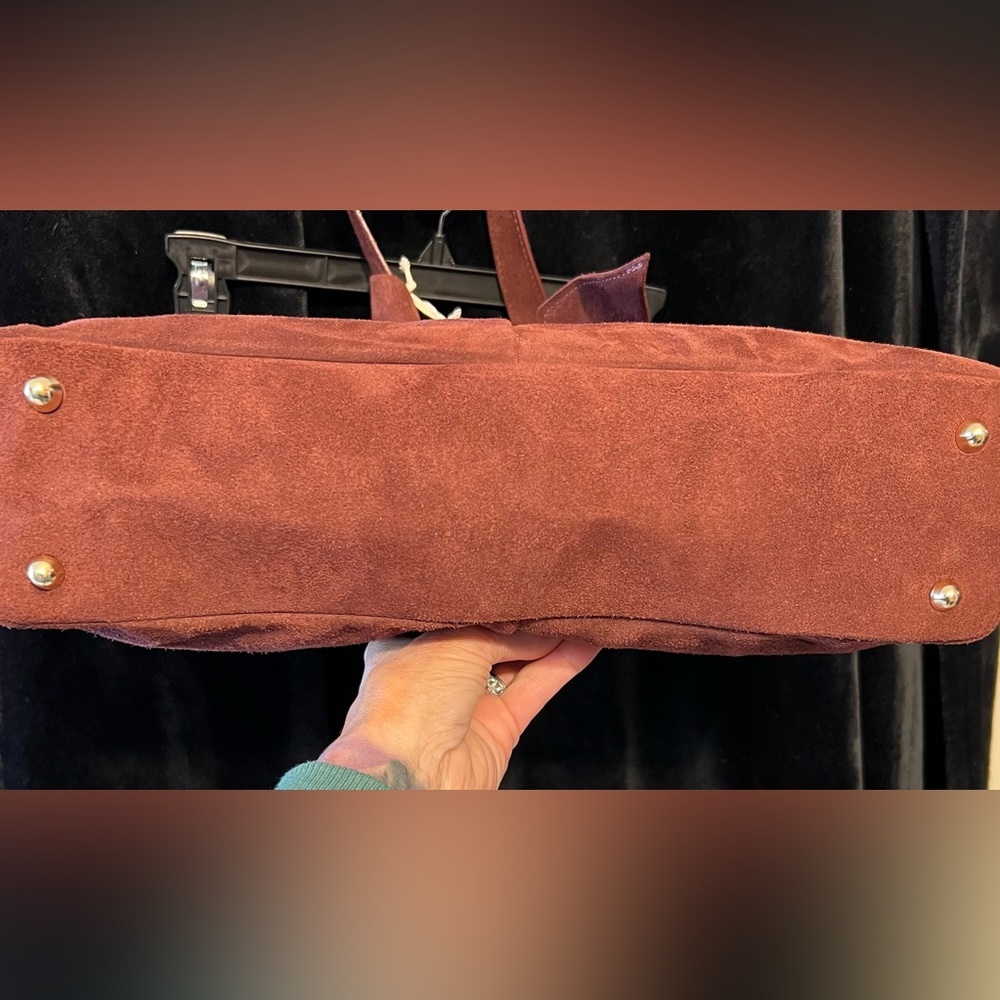 🍷Divina Firenze Gorgeous Wine Genuine Suede Leather Slouchy Hobo Bag 🍷NWT - Picture 7 of 17